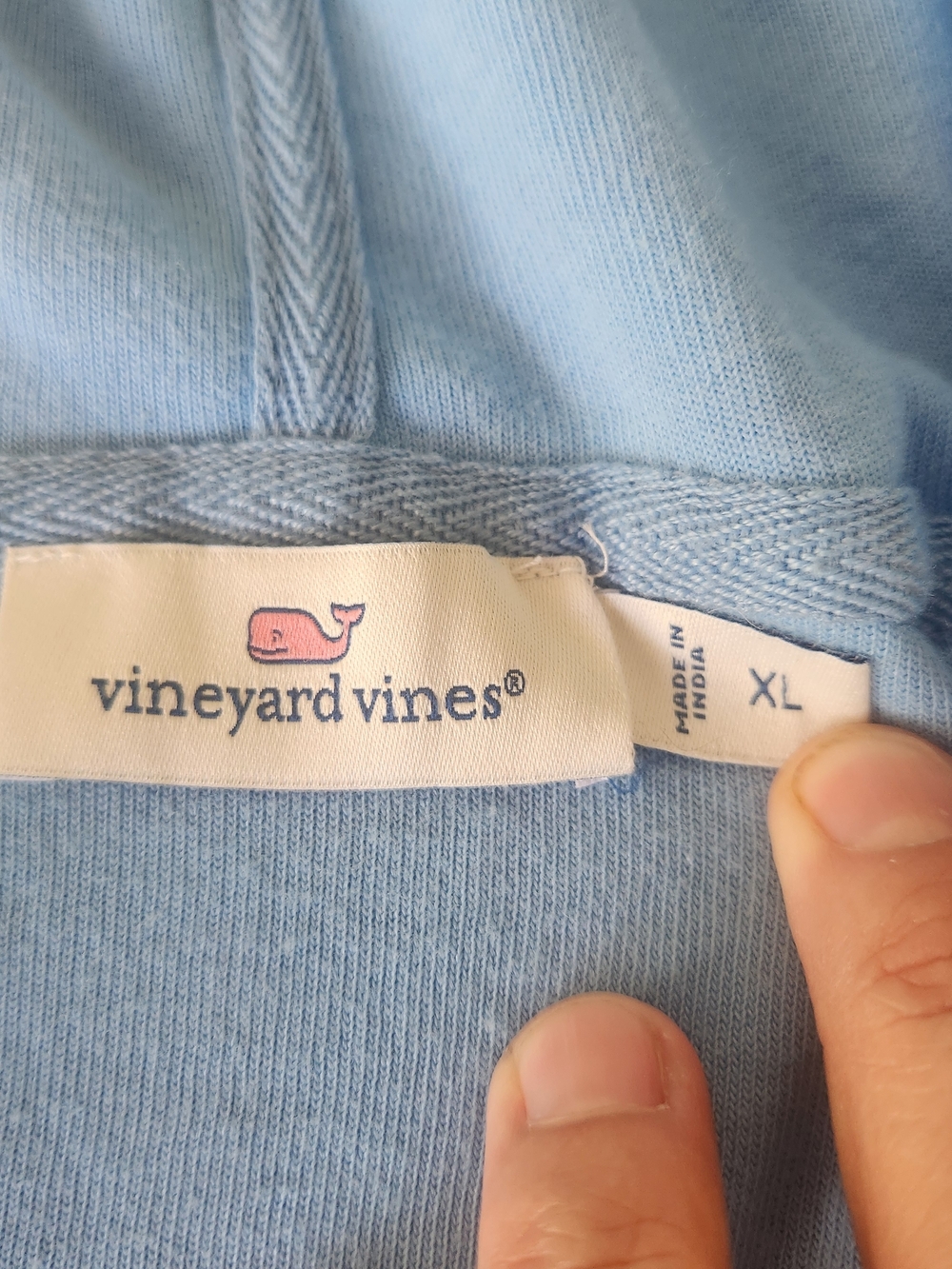 Women's Sky Blue Vineyard Vines Terry Towel Hoodie Tasseled Drawstrings Sz XL - Picture 5 of 12